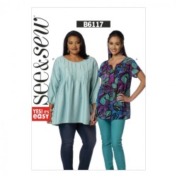 6117 BUTTERICK SEE & SEW EASY LOOSE PULLOVER TUCKS TOP PATTERN XS-XXL UNCUT